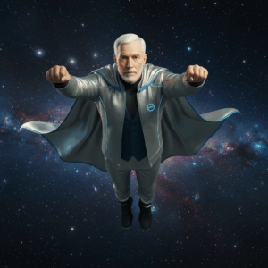 Dr Erwin in a superhero pose